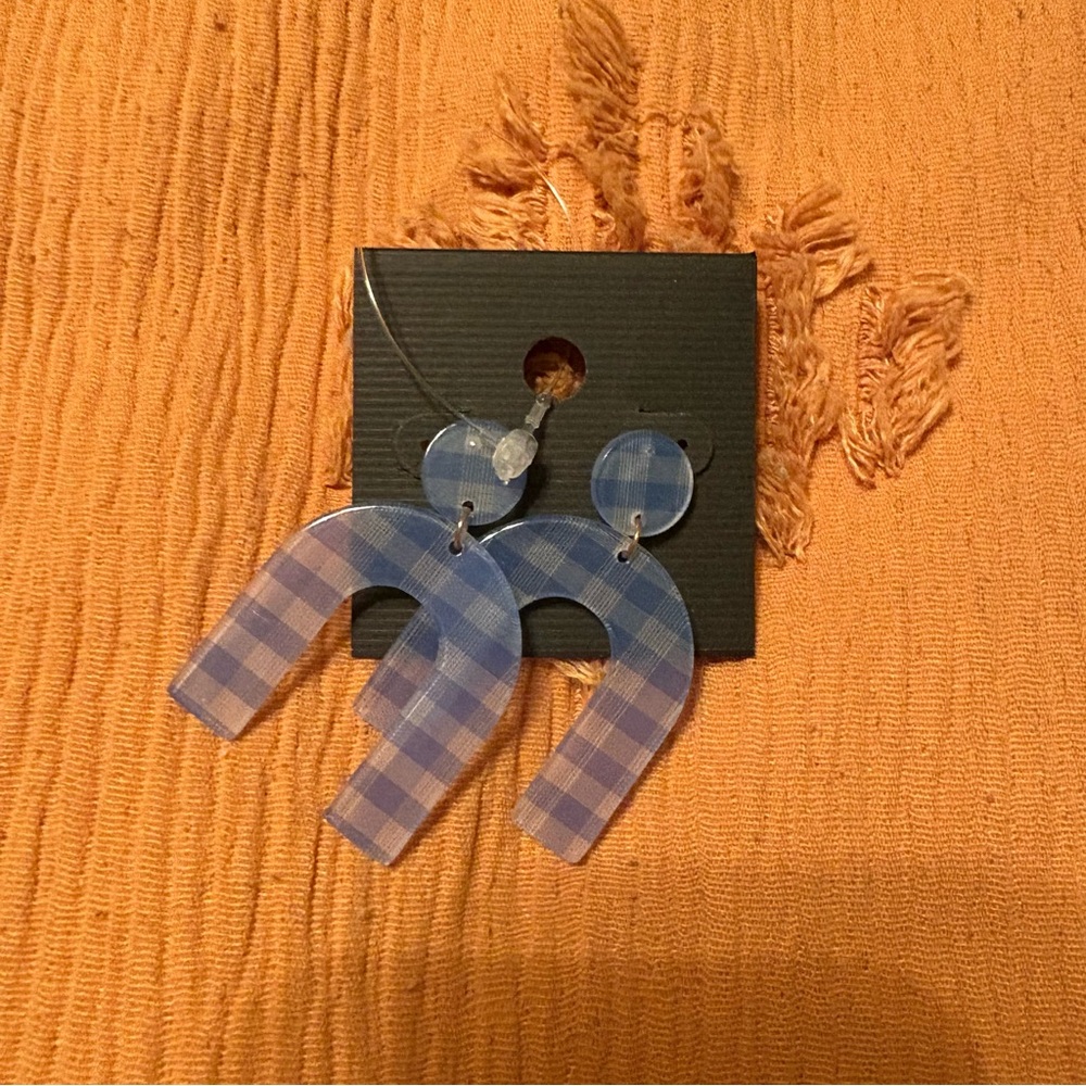 Blue Checkered Earrings